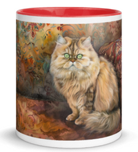 Tazza bianca disegnata dall'artista Georgette Guny