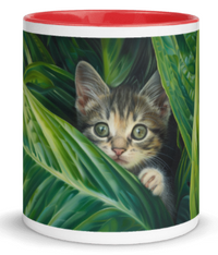 White mug designed by artist Georgette Guny