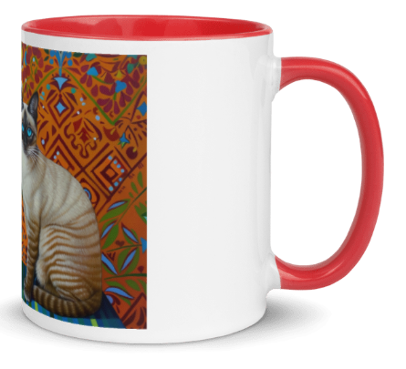 Tazza bianca disegnata dall'artista Georgette Guny