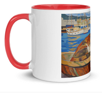 Tazza bianca disegnata dall'artista Georgette Guny