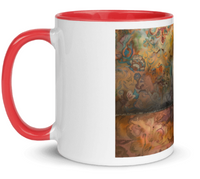 Tazza bianca disegnata dall'artista Georgette Guny