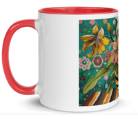 Tazza bianca disegnata dall'artista Georgette Guny