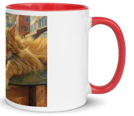 Tazza bianca disegnata dall'artista Georgette Guny