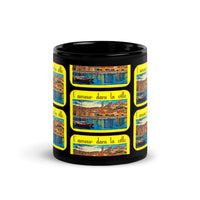 Glossy black mug designed by artist Raul Carrasco Garcia