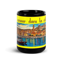 Glossy black mug designed by artist Raul Carrasco Garcia