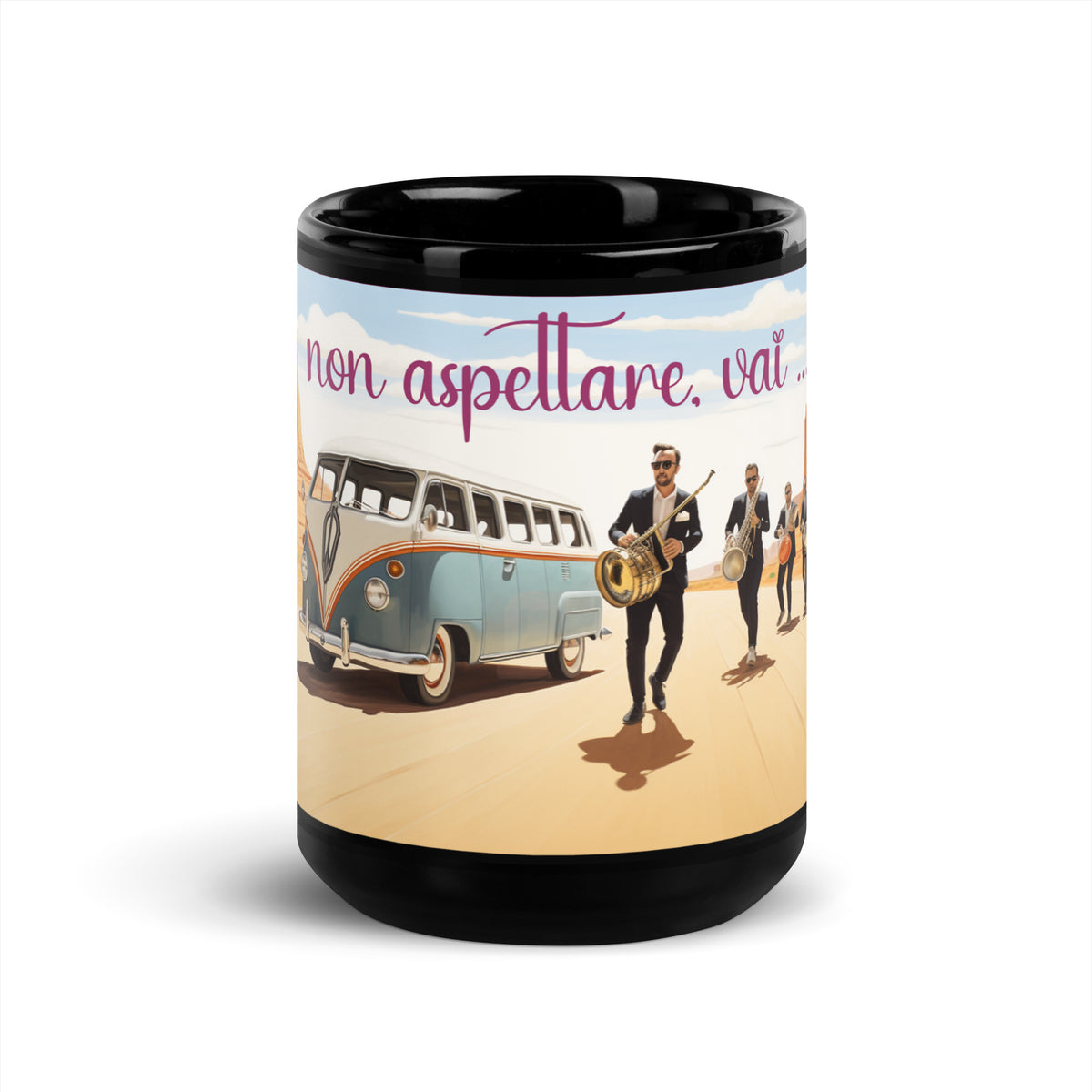 Glossy black mug designed by artist Raul Carrasco Garcia