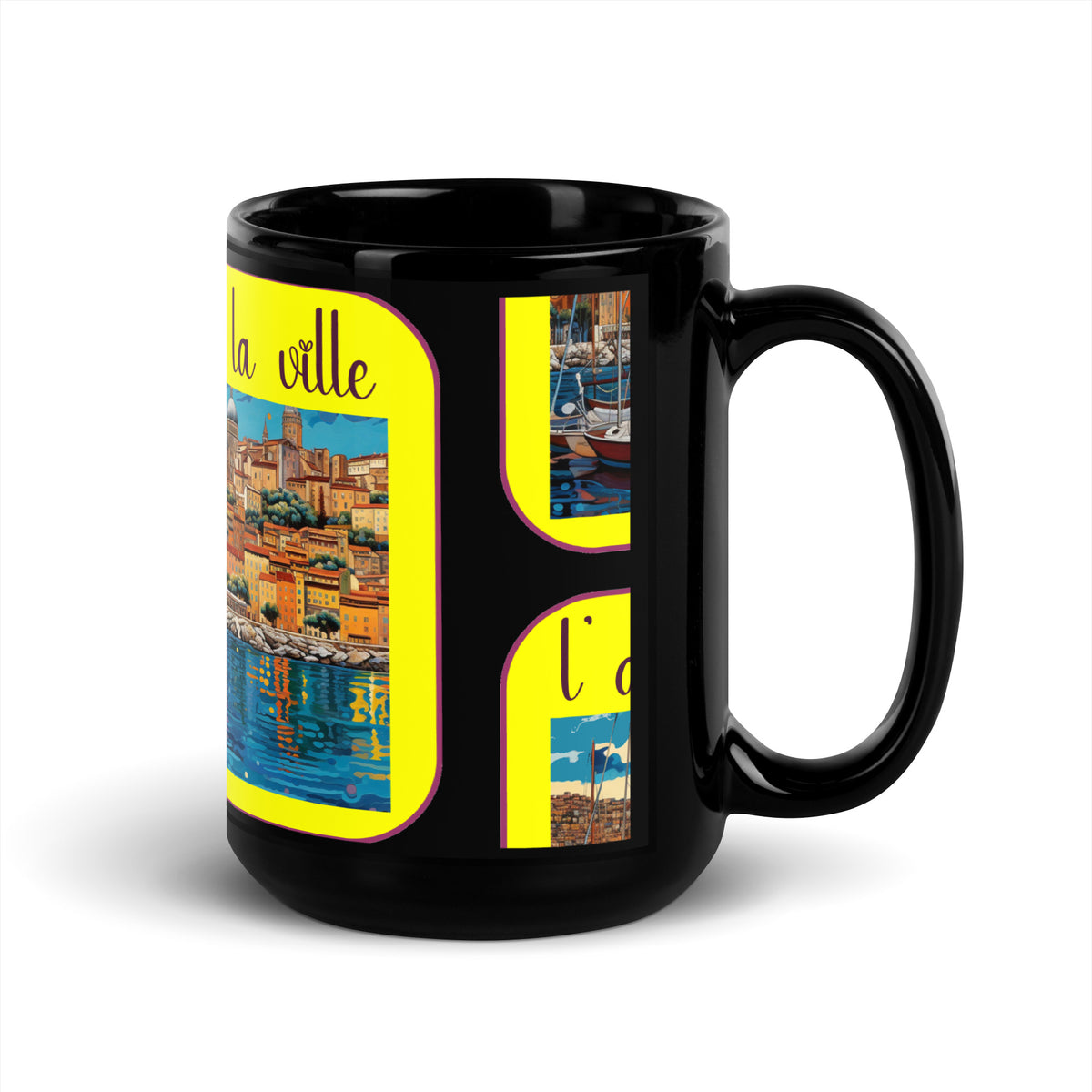 Glossy black mug designed by artist Raul Carrasco Garcia
