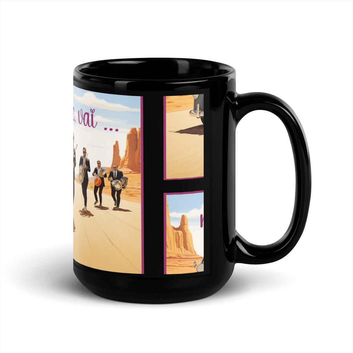 Glossy black mug designed by artist Raul Carrasco Garcia