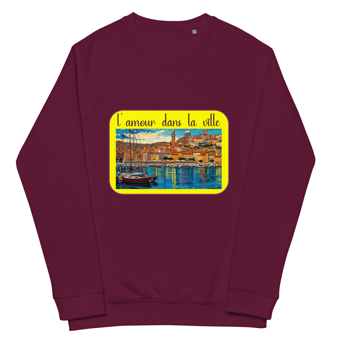 Unisex organic raglan sweatshirt designed by artist Raul Carrasco Garcia