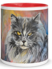 Tazza bianca disegnata dall'artista Georgette Guny