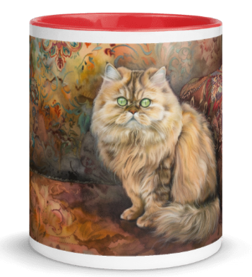 Tazza bianca disegnata dall'artista Georgette Guny