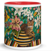 White mug designed by artist Georgette Guny