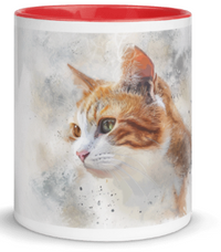 Tazza bianca disegnata dall'artista Georgette Guny