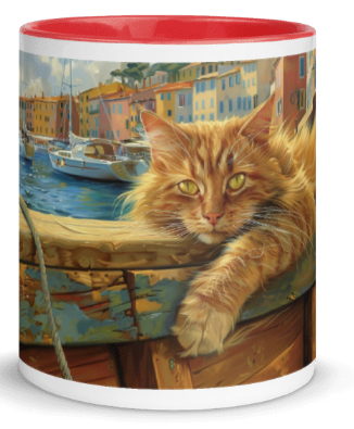 Tazza bianca disegnata dall'artista Georgette Guny