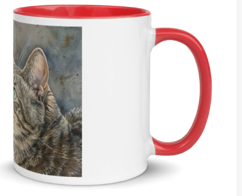 Tazza bianca disegnata dall'artista Georgette Guny