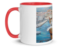 Tazza bianca disegnata dall'artista Georgette Guny