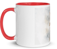 Tazza bianca disegnata dall'artista Georgette Guny